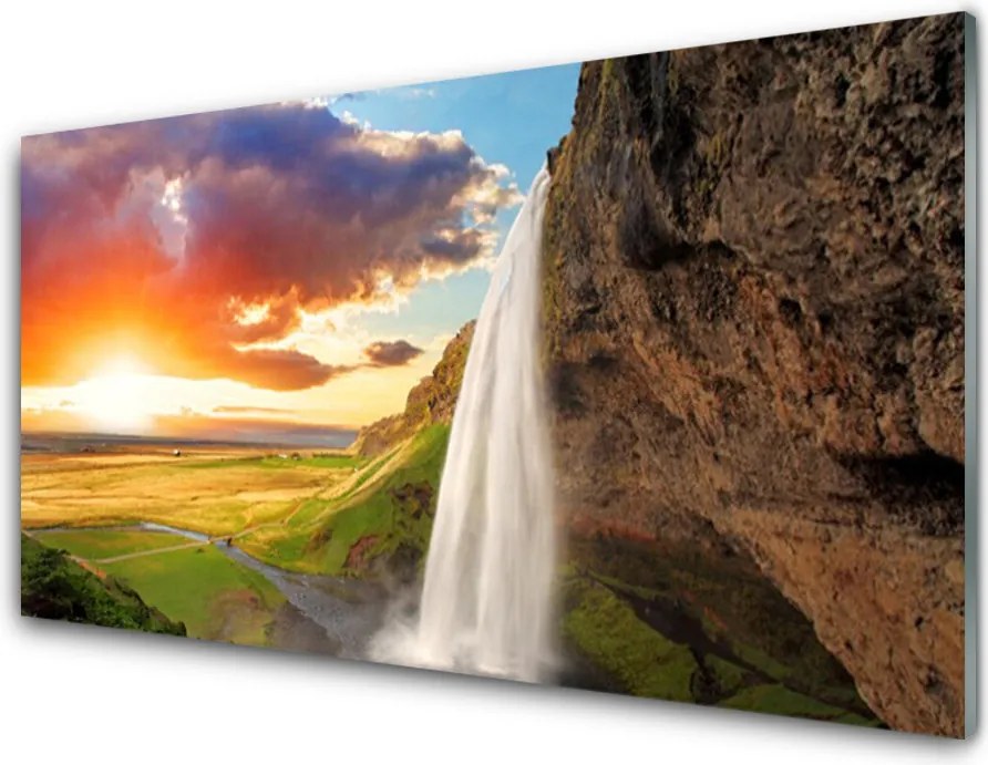 Panel nad blat kuchenny Rozświetlony Wodospad W Słońcu