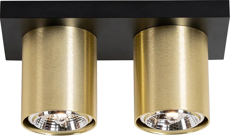 Nowoczesny plafon czarny ze złotem 2-punktowy - Tubo