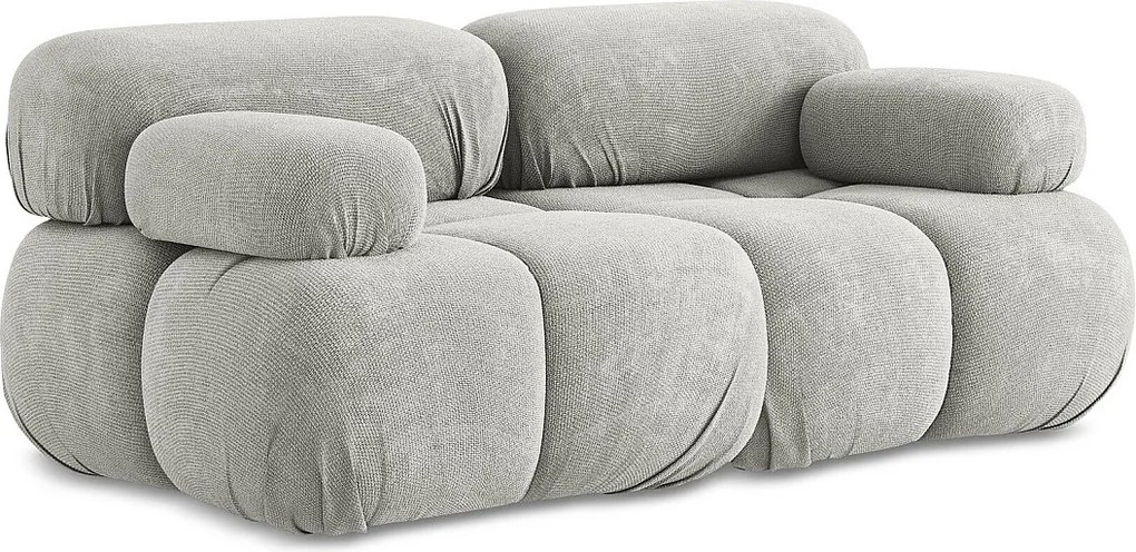Modułowa sofa 2-osobowa - z tkaniny szenilowej - jasny szary - LOKUA