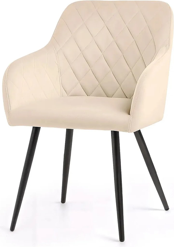 Zestaw 6 beżowych krzeseł tapicerowanych welurem W3-K28