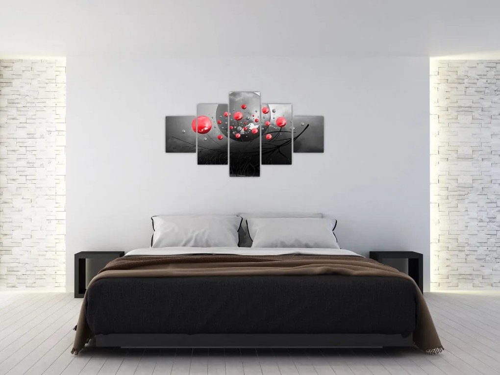 Obraz czerwonych abstrakcyjnych kul (125x70 cm)