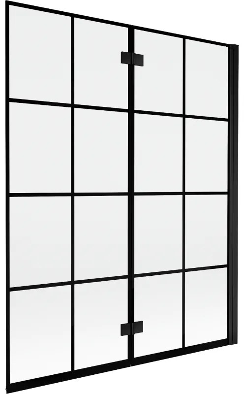 Mexen Mist parawan nawannowy 2-skrzydłowy prawy 140 x 150 cm, czarna kratka, czarny - 8A9-140-002-70-77-P