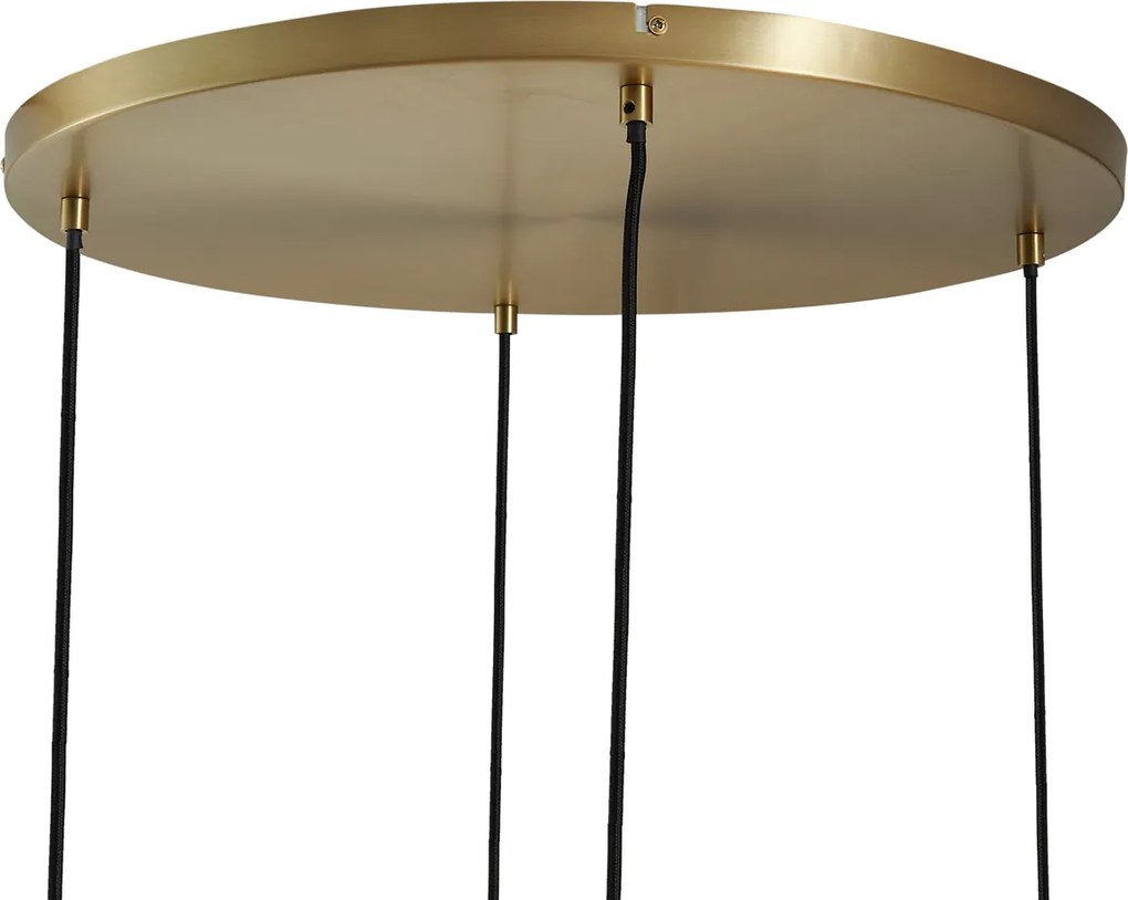 Lampa wisząca brązowa z dymionym bursztynowym i zielonym szkłem okrągła 4-punktowa - Bao