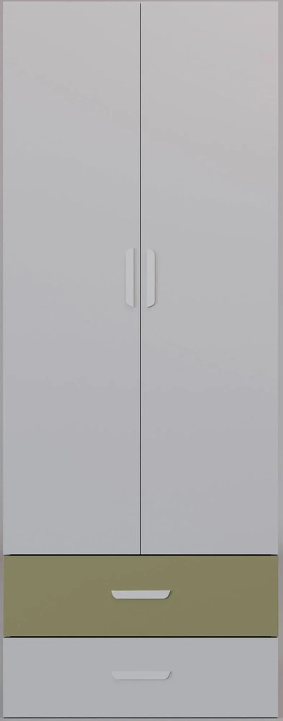 Dwudrzwiowa szafa z 2 szufladami dla dzieci kaszmir + zielony G9-L92