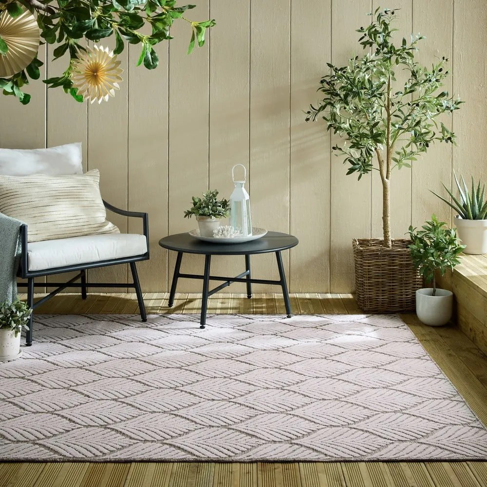 Dywan odpowiedni na zewnątrz w kolorze kości słoniowej 200x290 cm Elm Leaf – Flair Rugs
