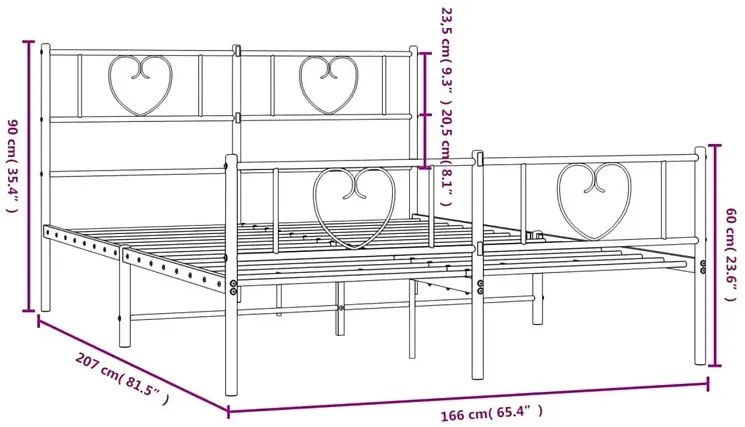 Białe metalowe łóżko małżeńskie 160x200 cm - Edelis