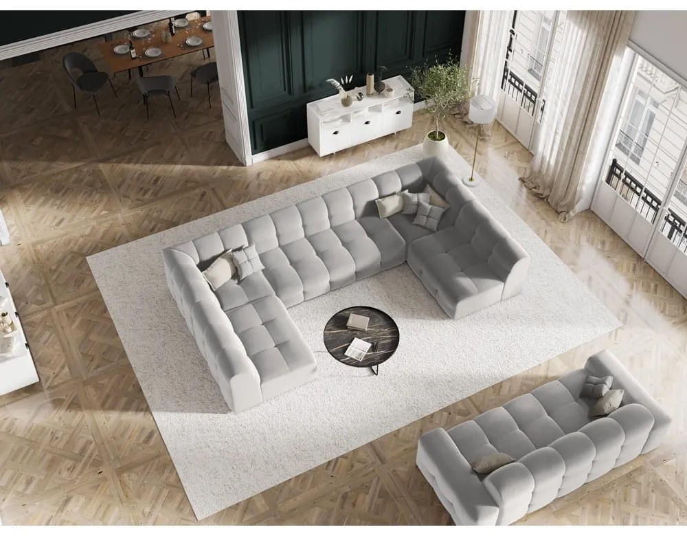 Jasnoszara aksamitna sofa 222 cm Kendal – Micadoni Home