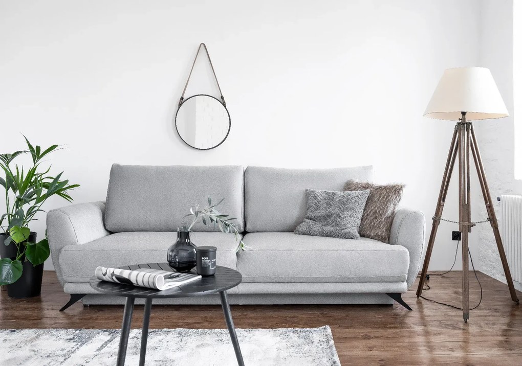 Sofa rozkładana z funkcją spania MEGIS VELVET szara ELTAP
