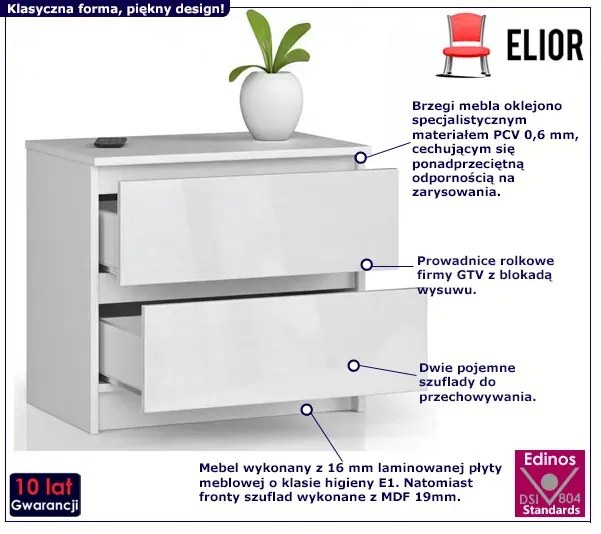 Biała komoda w połysku z szufladami - Morgana 4X