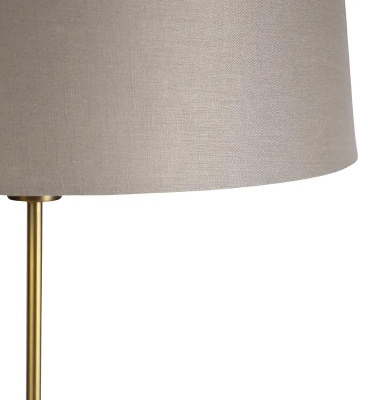 Lampa podłogowa brązowa z abażurem z lnu w kolorze taupe 45 cm, regulowana - ParteWiejski/ Rustykalny / Vintage Oswietlenie wewnetrzne