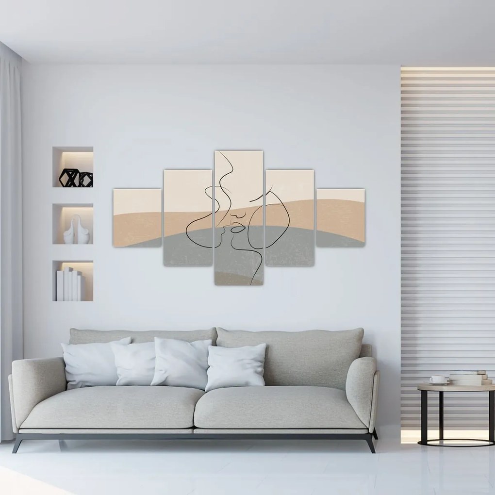 Obraz - Line art kiss (125x70 cm)