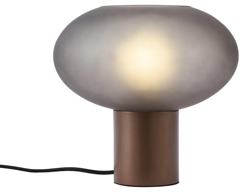 Designerska lampa stołowa brązowa z matowym szarym szkłem - UmbrellaDesignerski Oswietlenie wewnetrzne