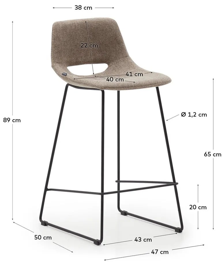 Jasnobrązowy hoker (wysokość siedziska 65 cm) Zahara – Kave Home