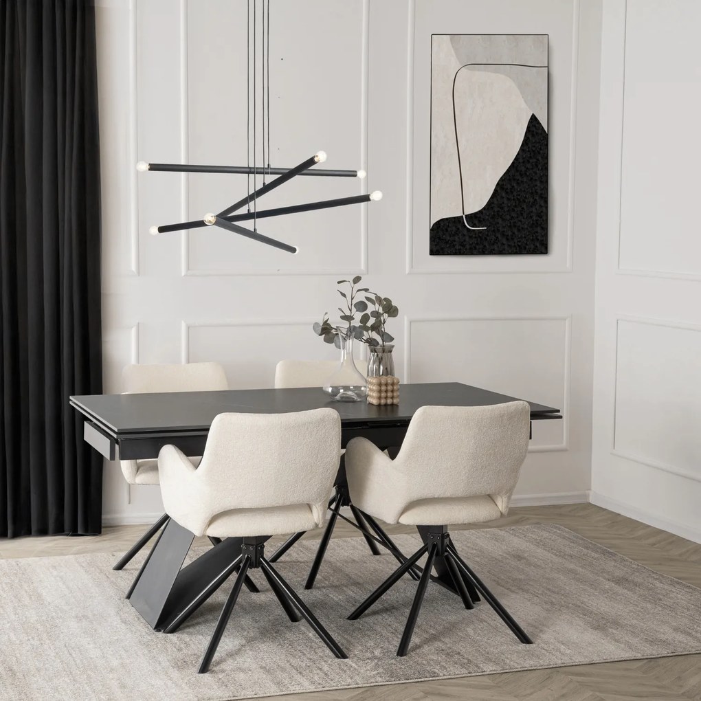 Krzesło Tapicerowane FLAV Kremowe Nowoczesne