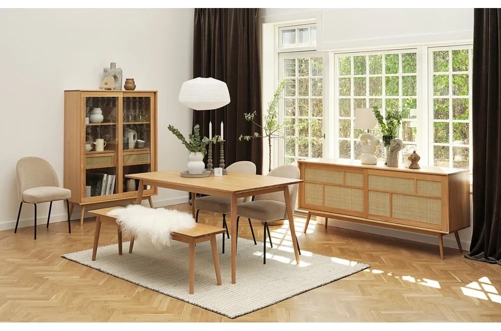 Niska komoda w dekorze dębu z drzwiami przesuwnymi w naturalnym kolorze 180x80 cm Barrali – Unique Furniture