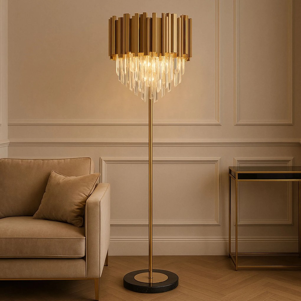 Lampa Stojąca Podłogowa APP1717-3F Złota