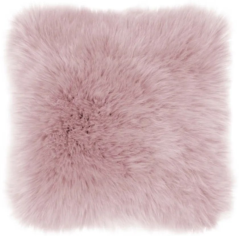 Różowa poduszka Tiseco Home Studio Sheepskin, 45x45 cm