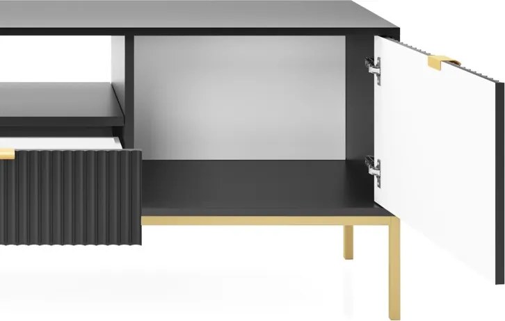 NAYA Szafka RTV 154 czarna | złoty stelaż