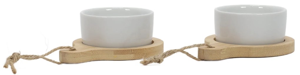 Zestaw do przekąsek, dressingów i przystawek - 2 okrągłe porcelanowe miseczki na tackach