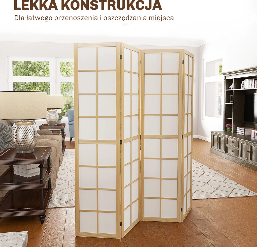 HOMCOM parawan pokojowy składany do salonu sypialni biura przegroda dekoracyjna 160x170 cm | Aosom PL