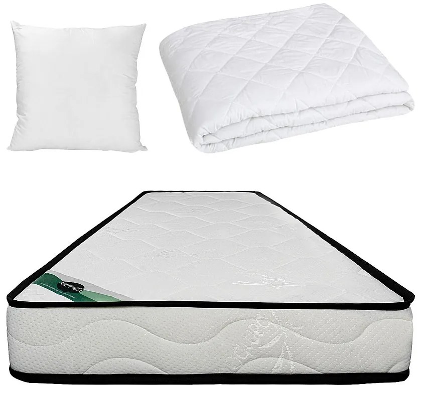 Zestaw pościelowy 90 x 190 cm materac piankowy z pokrowcem bambusowym gr.15cm + kołdra + 1 poduszka - KANANI de NATUREA