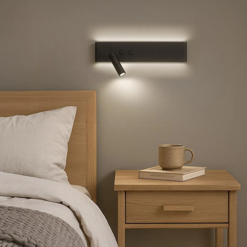 Kinkiet, lampka nocna Resort Czarny Lewy 10W + 3W LED 4000K