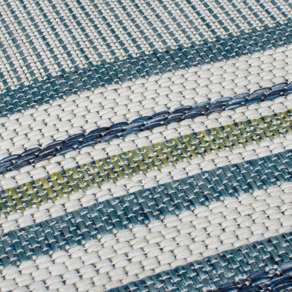 Zielononiebieski dywan odpowiedni na zewnątrz 80x230 cm Roma Stripe – Flair Rugs