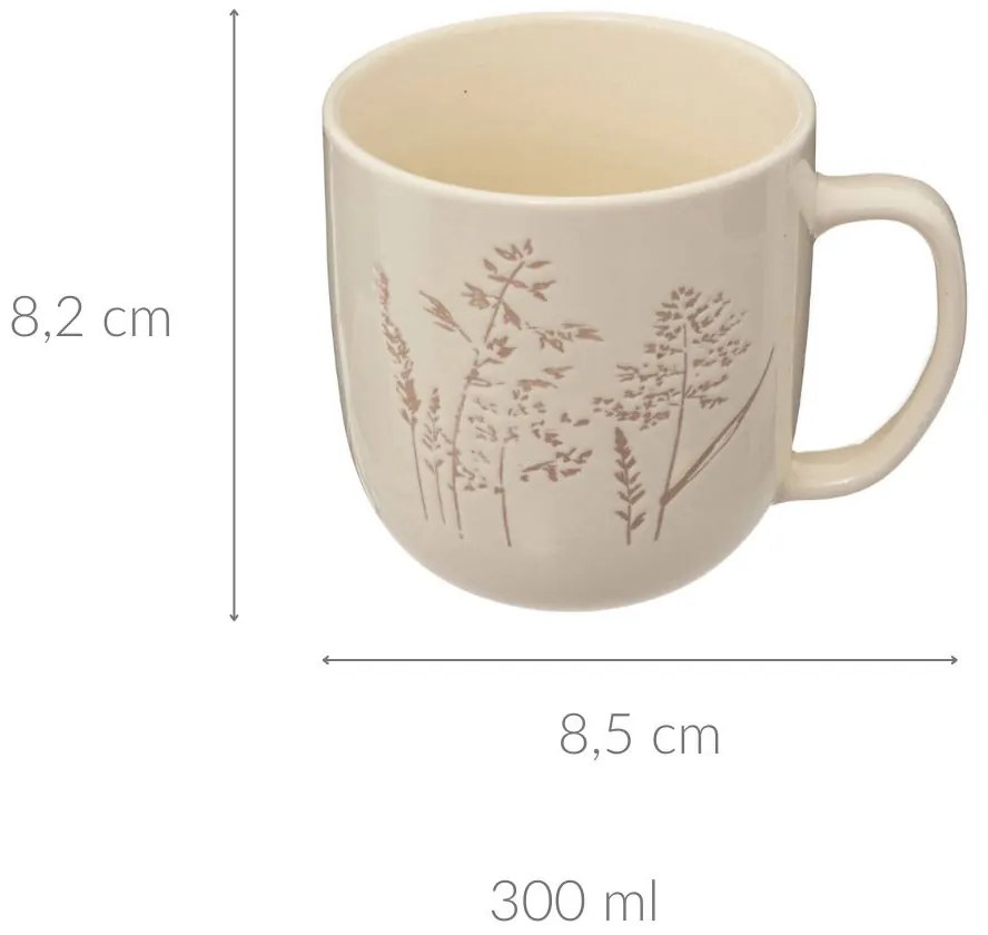 Kubek ceramiczny ELSA, wzór polnych kwiatów, 300 ml