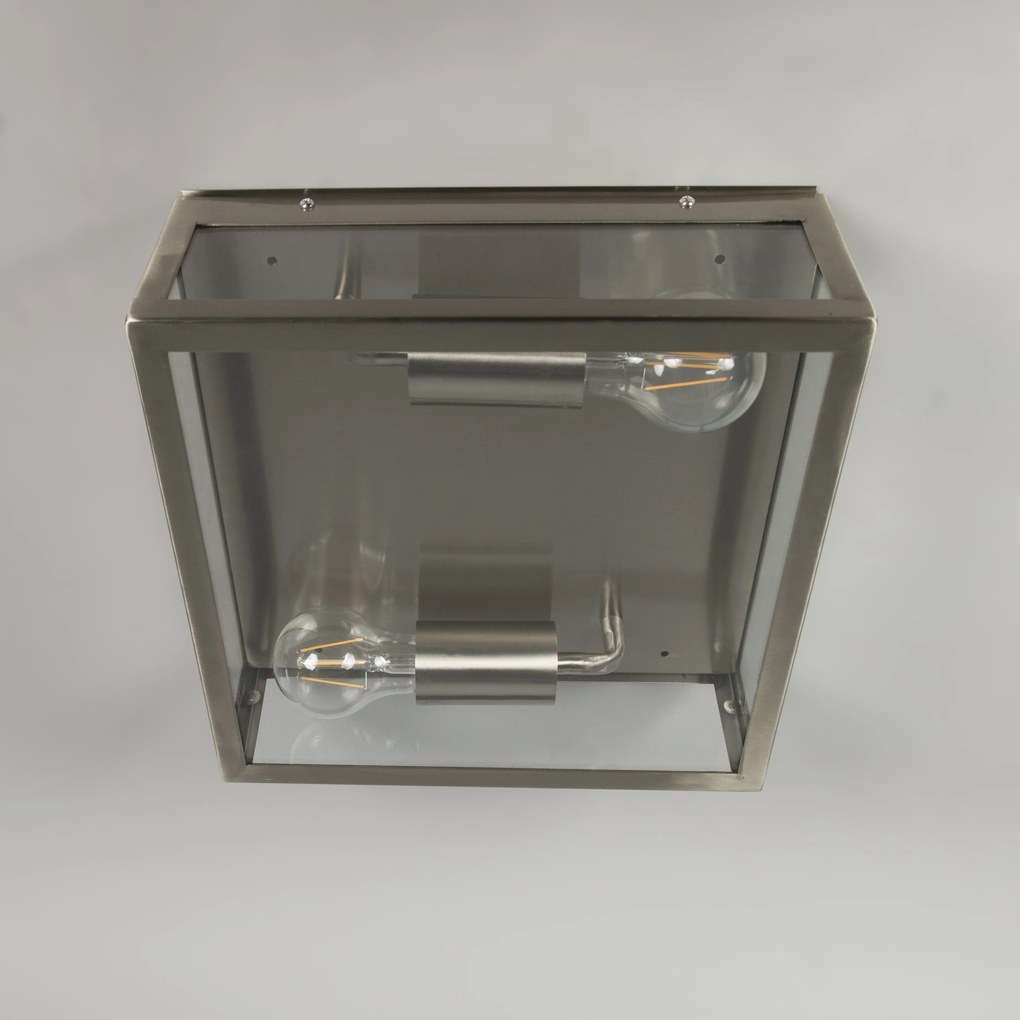 Nowoczesna kwadratowa lampa sufitowa zewnętrzna stalowa 2-światłowa - Rotterdam