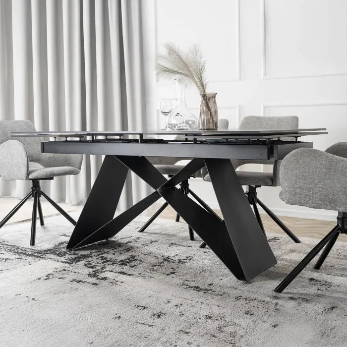 Stół Rozkładany Prostokątny VICTOR 160-240 cm Ceramiczny Czarny do Jadalni Nowoczesny Loft