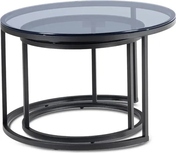Zestaw Stolików Kawowych CARRERA MAX 70 cm/60 cm Szary/Czarny Skandynawski