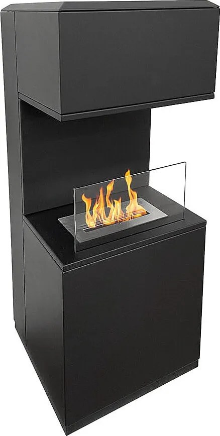 Kominek bioetanolowy Oslo, wolnostojący biokominek ze stali czarnej, dł. 38xgł. 38xwys. 100 cm