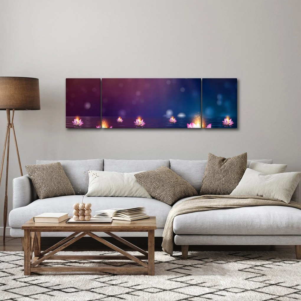 Obraz - Magiczne lilie wodne (170x50 cm)