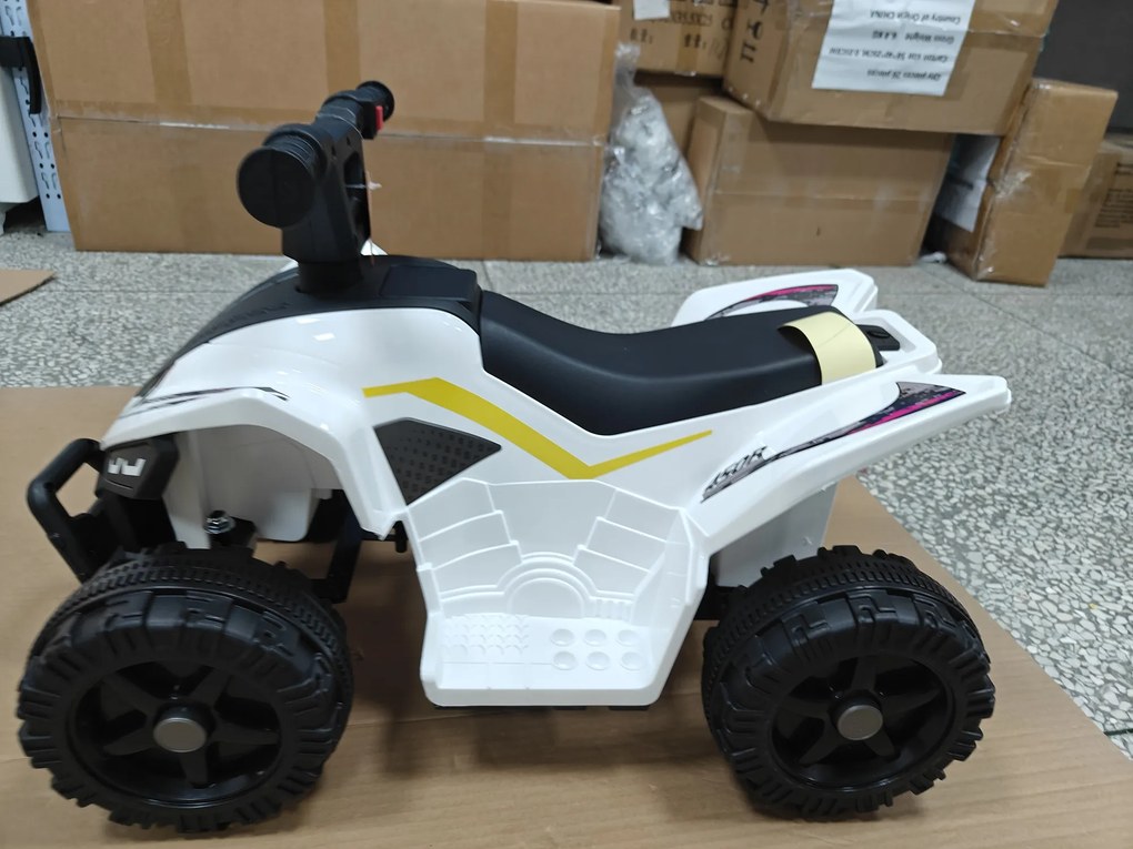 AIYAPLAY Elektryczny quad dziecięcy 6V z akumulatorem litowym, funkcja jazdy do przodu, sterowanie przyciskiem na kierownicy 1,5–2 lata Biały | Aosom PL