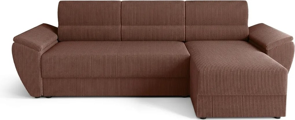 Rozkładana dwustronna kanapa w kształcie L TAVERO 251x140 cm, ciemnoróżowa