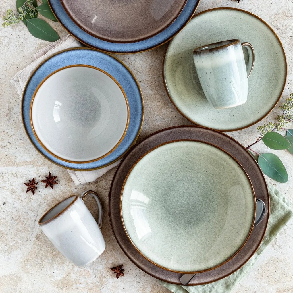 Mäser Zestaw płytkich i głębokich talerzy 8 szt. SMOKY'S – zielony