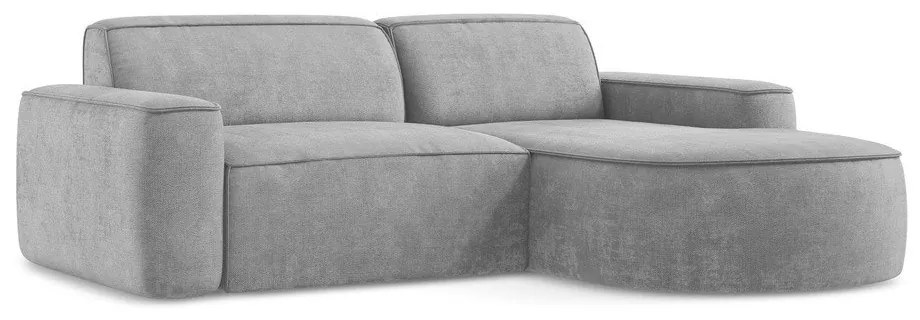 Jasnoszary narożnik z tkaniny szenilowej (prawostronny/z szezlongiem) Omao – Makamii