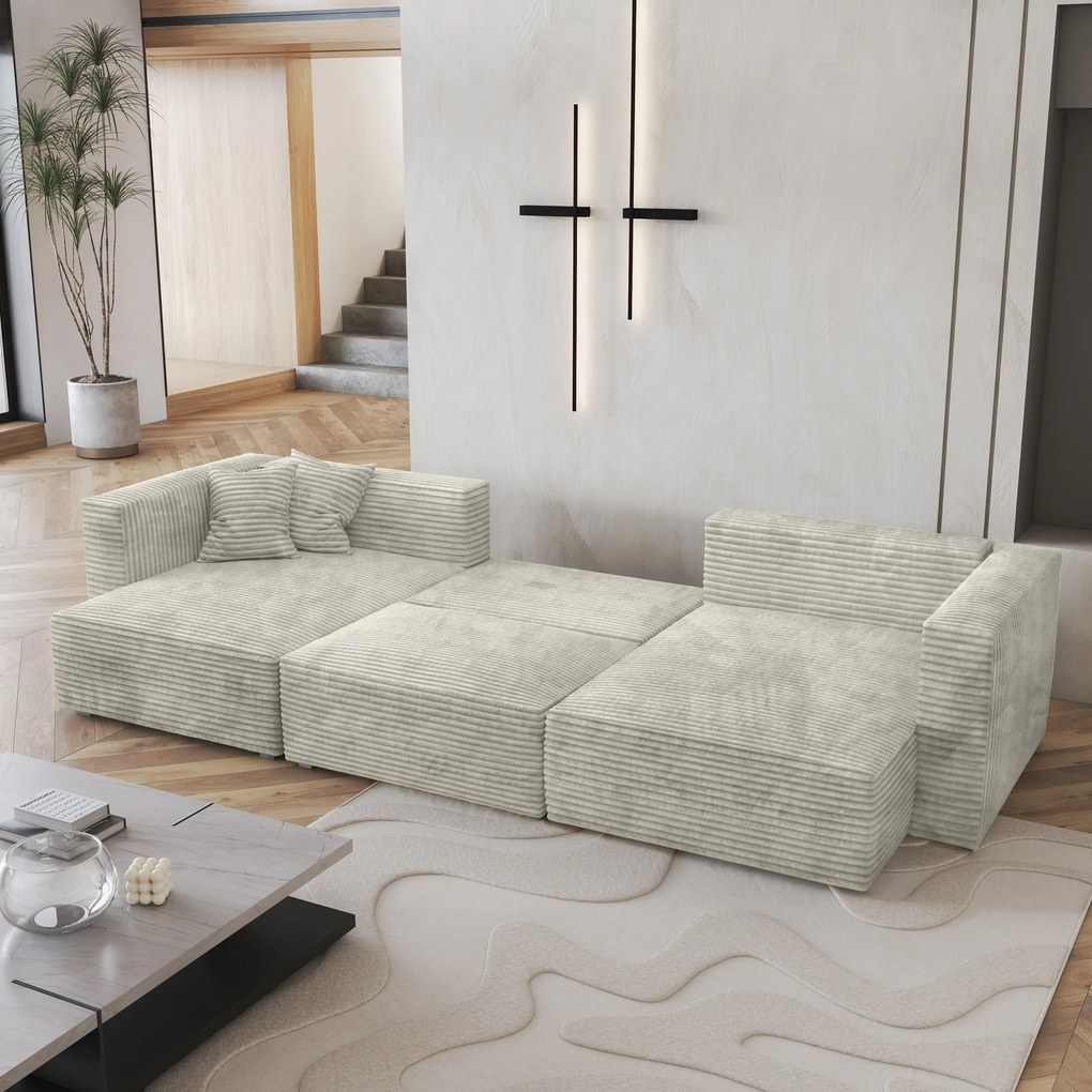 Masseno Narożnik SARMO z funkcją spania i pojemnikiem na pościel Narozniki U, Rozkładana sofa - Jasnoszary, TILIA 83