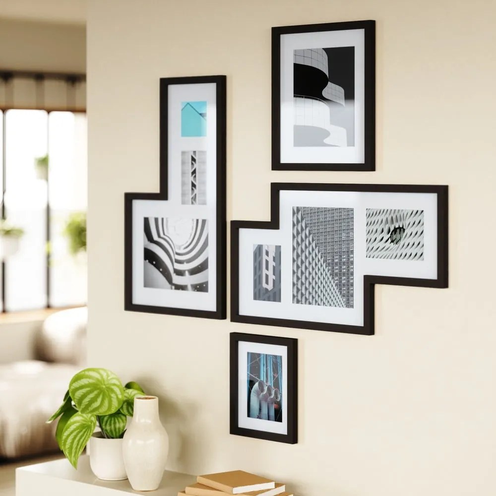 Czarne plastikowe ramki ścienne zestaw 4 szt. 69x38 cm Mingle – Umbra