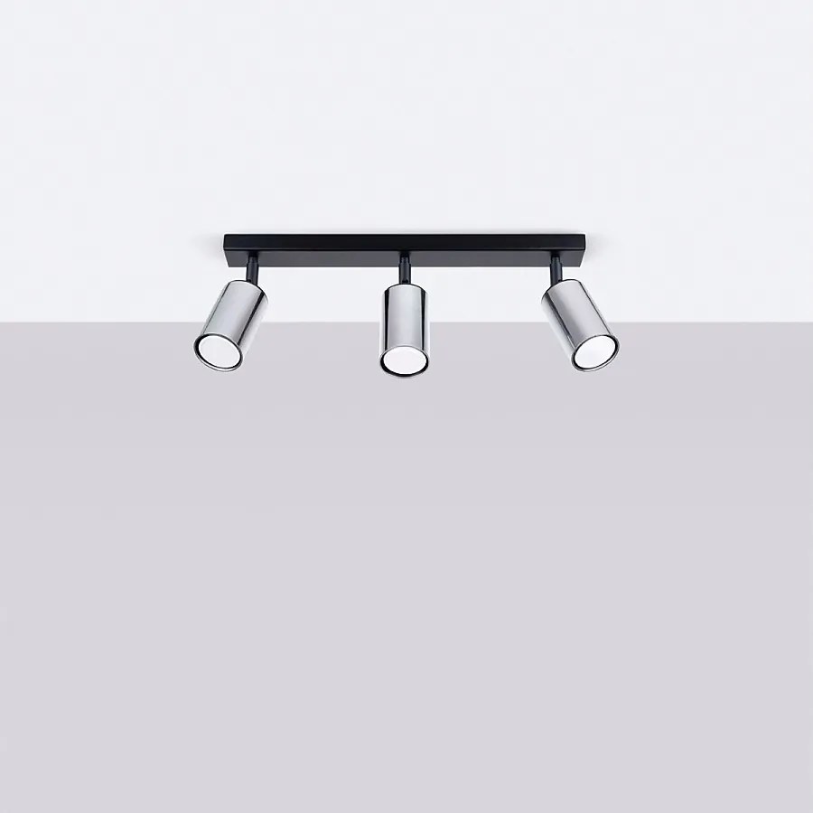 Plafony nowoczesny Glois, stal - 3 źródło światła 4000K - L.45 x H.18.5 cm - czarny/chrom