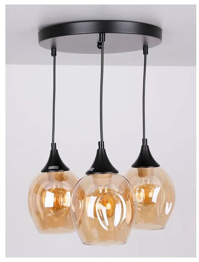 Czarna lampa wisząca ze szklanym kloszem Aspa – Candellux Lighting