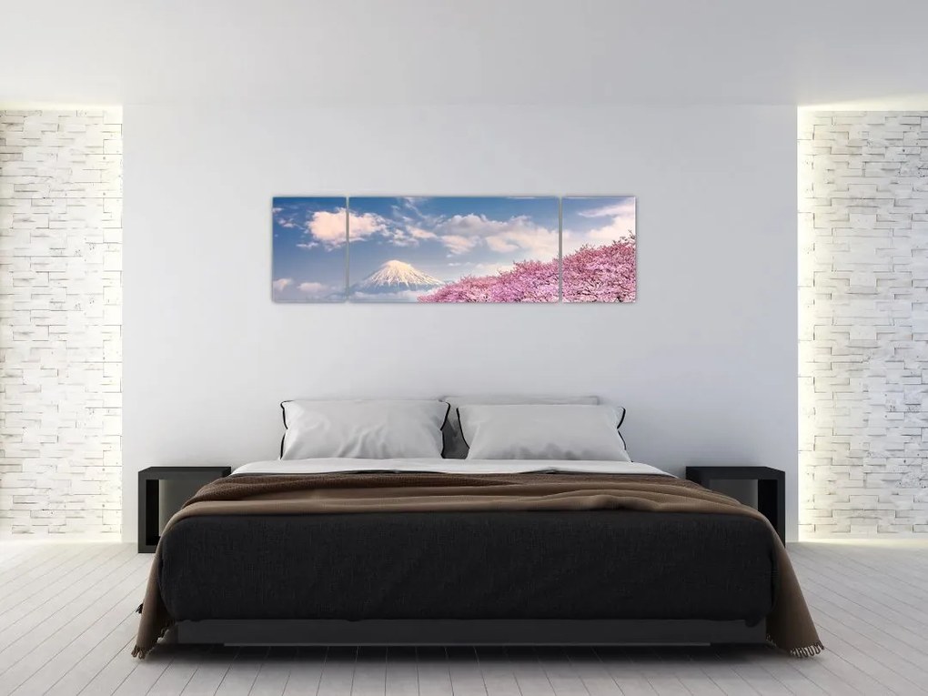 Obraz - Japoński wiosenny krajobraz (170x50 cm)