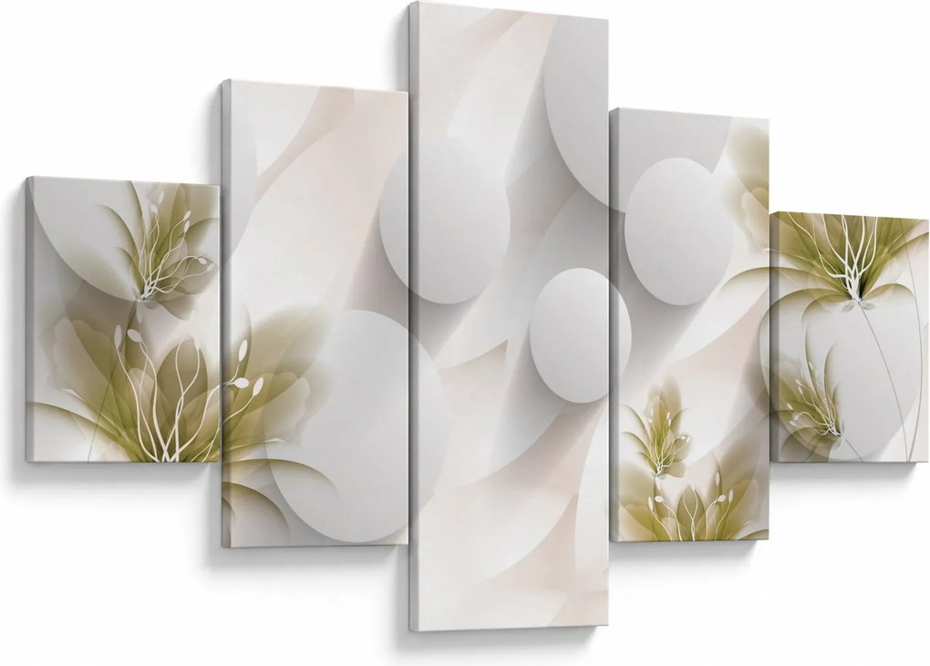 Obraz - 3D koła z kwiatami (125x70 cm)