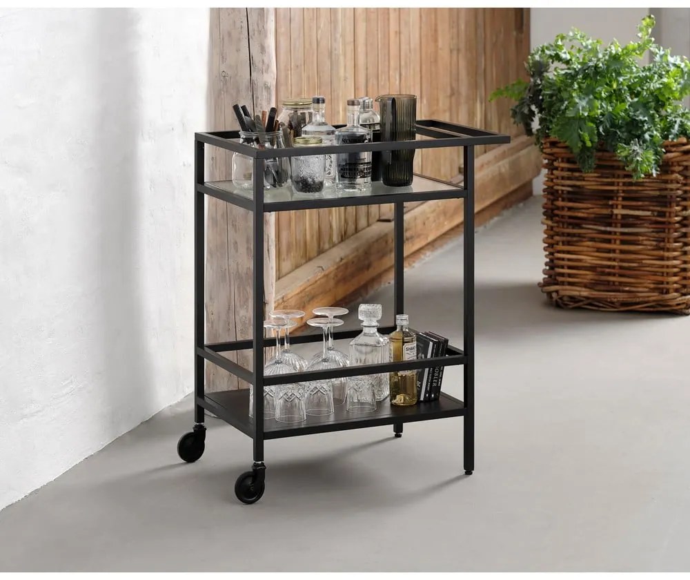 Szklany barek na kółkach 42x70 cm Bronco – Unique Furniture
