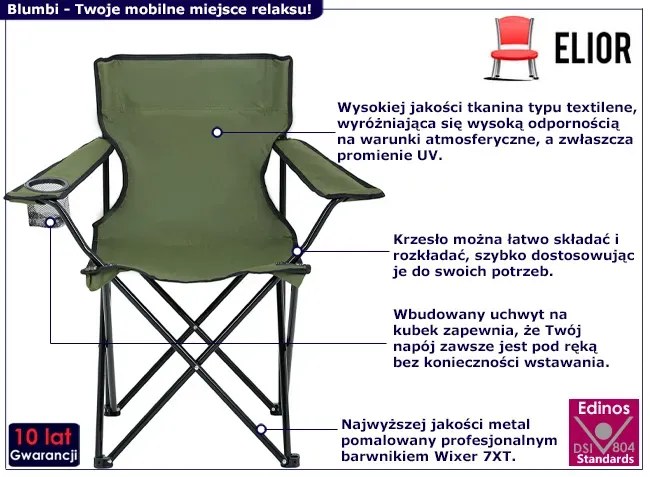 Komplet 2 zielonych składanych krzeseł - Suvine 4X
