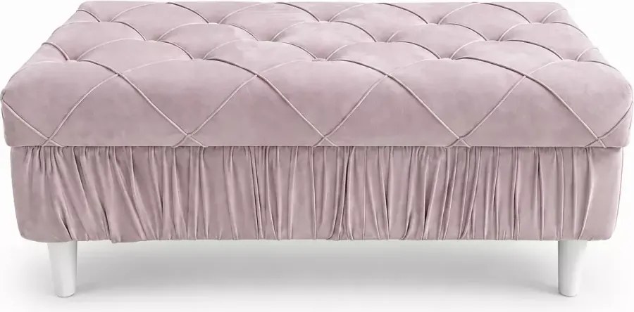 Elegancki tapicerowany podnóżek Cherry 90 cm z funkcją schowka i opcją personalizacji