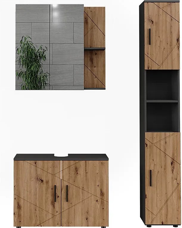 Zestaw mebli łazienkowych antracyt/artisan 80x30x59 irma