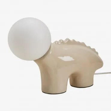 Lampa Stołowa Ceramiczna Z Kryształową Kulą Maloa Kids Kremowa Tapioca - Sklum