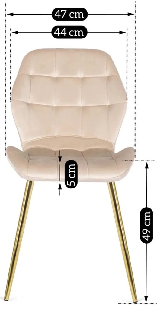 Krzesło Tapicerowane do Jadalni LUCKY Kremowe Welurowe Nowoczesne Glamour