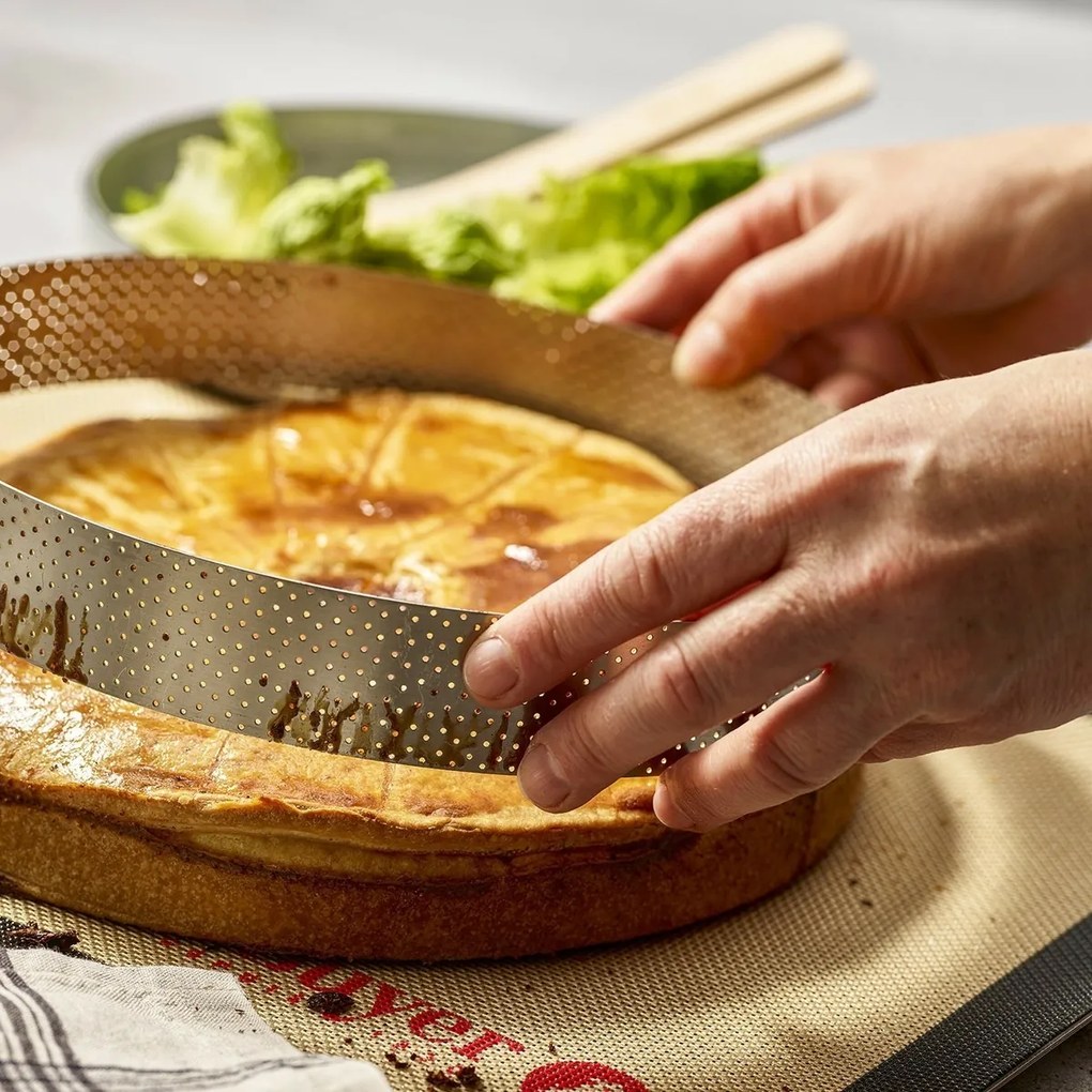 De Buyer 3098.09 perforowana okrągła rama do ciasta 24,5 cm, stal nierdzewna, 24,5 cm